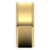 10K Yellow Gold 8 mm Milgrain Flat Band Size 8