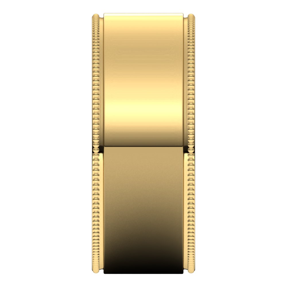 10K Yellow Gold 8 mm Milgrain Flat Band Size 8