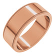 14K Rose Gold 7 mm Milgrain Flat Band Size 9.5