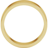 14K Yellow 7 mm Milgrain Flat Band Size 10