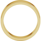 14K Yellow Gold 7 mm Milgrain Flat Band Size 11