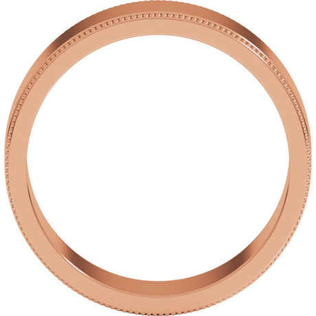 14K Rose Gold 7 mm Milgrain Flat Band Size 9.5