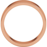 14K Rose Gold 7 mm Milgrain Flat Band Size 9.5