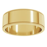 14K Yellow 7 mm Milgrain Flat Band Size 10