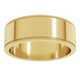 18K Yellow Gold 7 mm Milgrain Flat Band Size 10.5