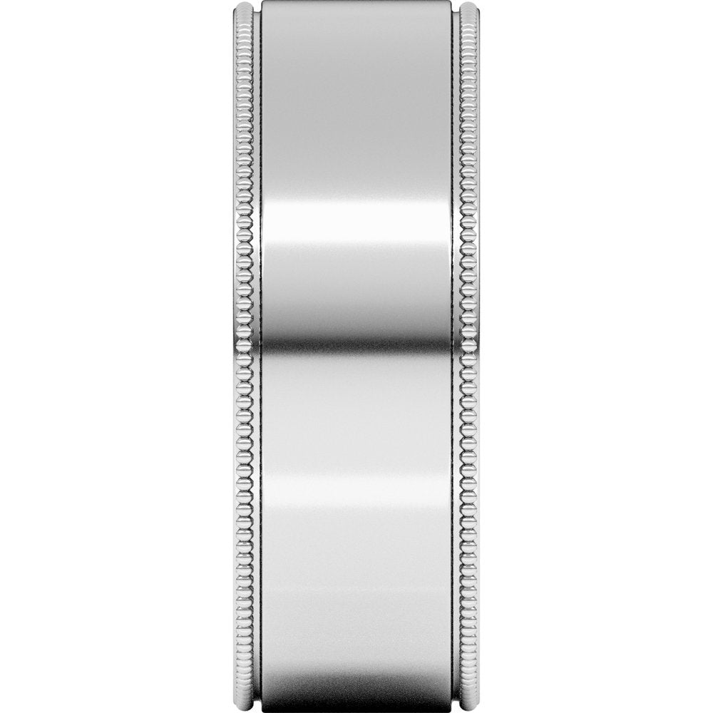 Sterling Silver 7 mm Milgrain Flat Band Size 8.5