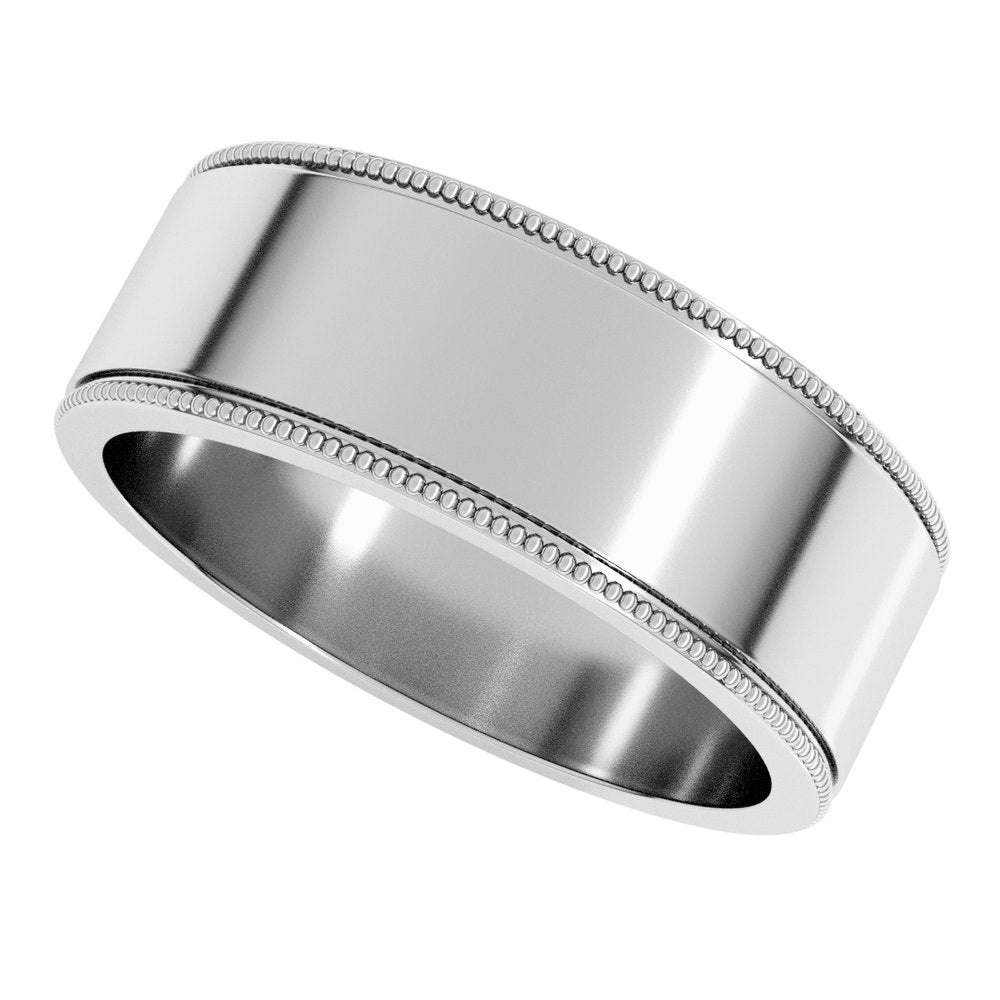 Sterling Silver 7 mm Milgrain Flat Band Size 8.5