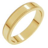 14K Yellow Gold 4 mm Milgrain Stepped-Edge Flat Band Size 8