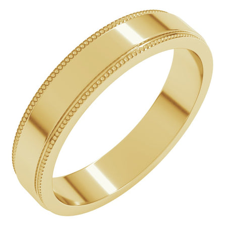 14K Yellow Gold 4 mm Milgrain Stepped-Edge Flat Band Size 8