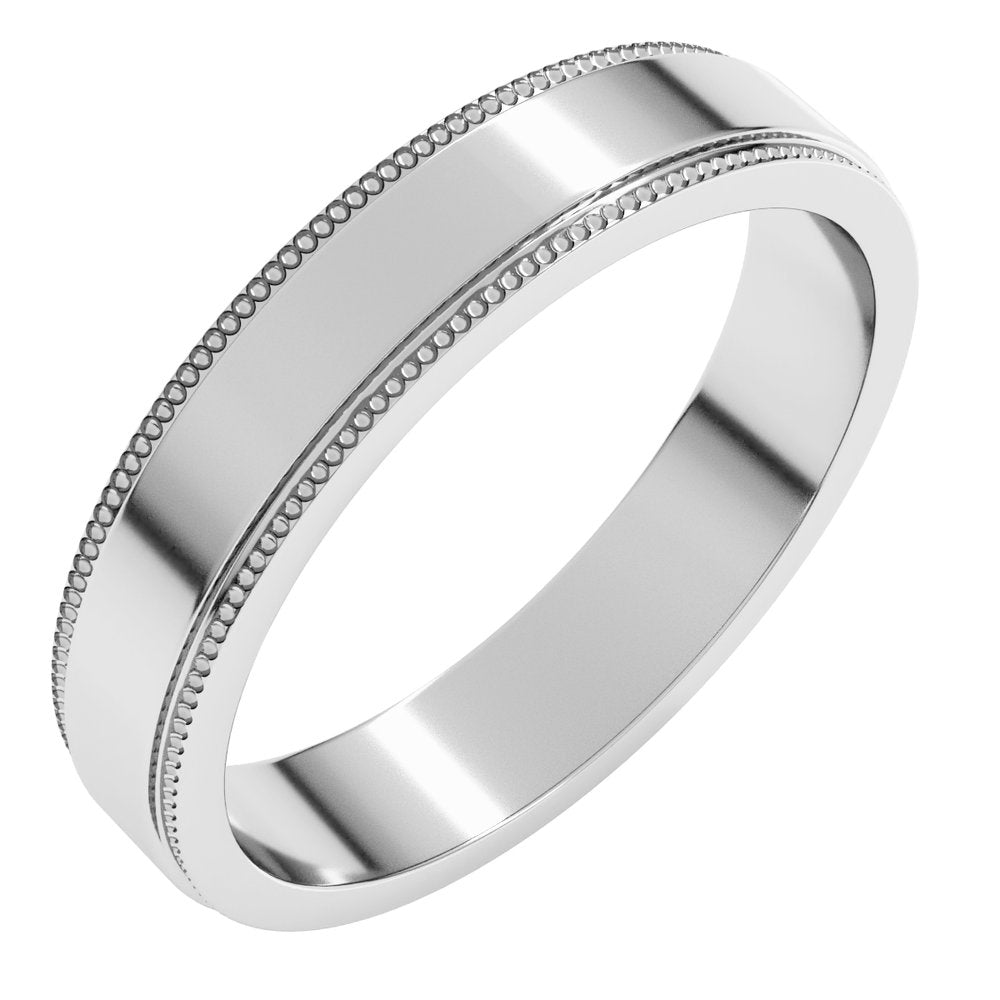14K White 4 mm Milgrain Stepped-Edge Flat Band Size 5.5