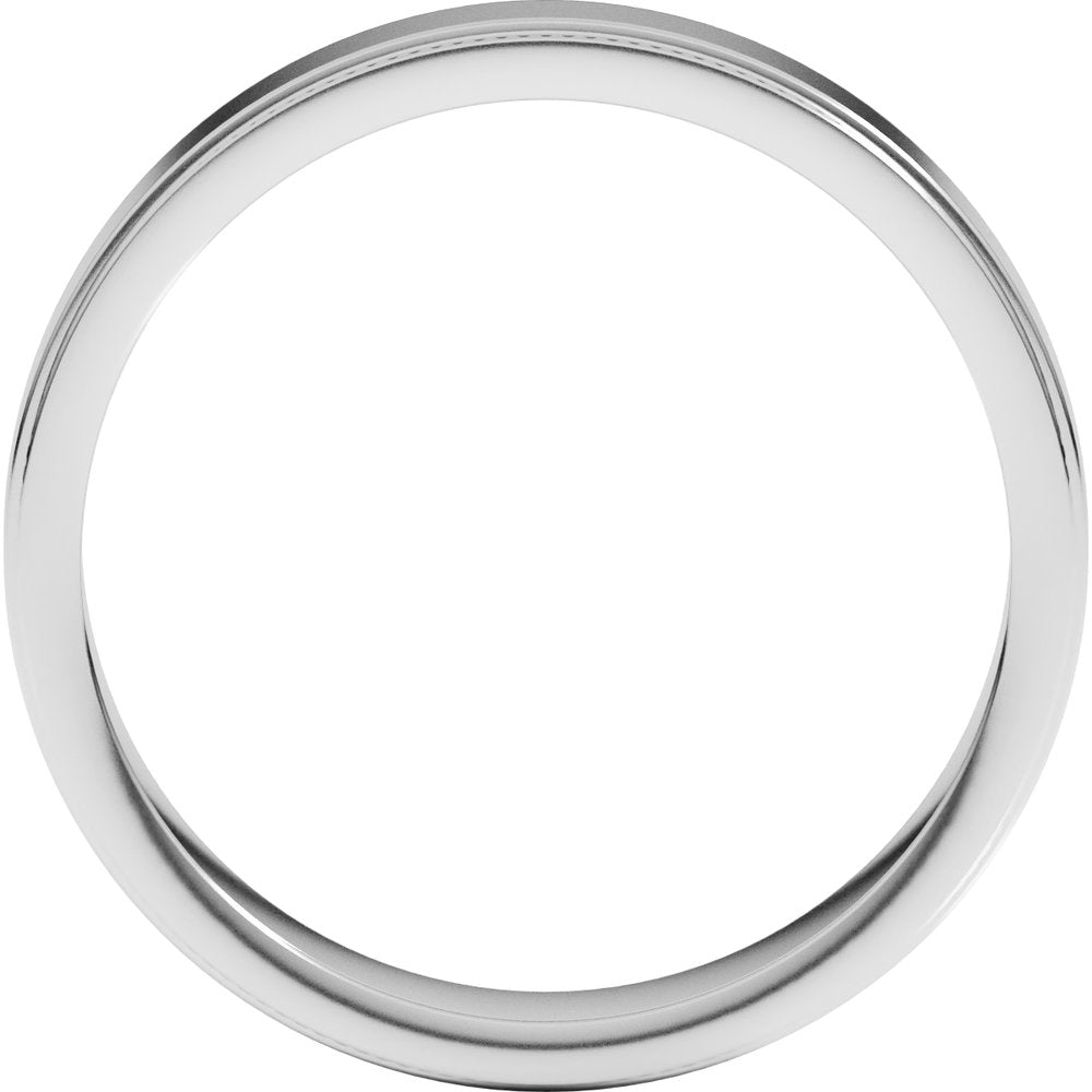 14K White 4 mm Milgrain Stepped-Edge Flat Band Size 5.5