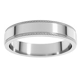 14K White 4 mm Milgrain Stepped-Edge Flat Band Size 5.5