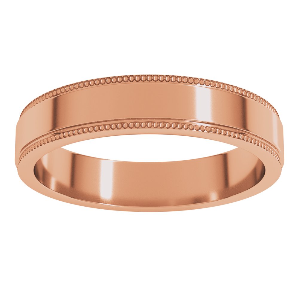 14K Rose 4 mm Milgrain Stepped-Edge Flat Band Size 5