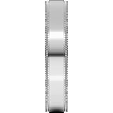 14K White 4 mm Milgrain Stepped-Edge Flat Band Size 5.5