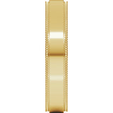 14K Yellow Gold 4 mm Milgrain Stepped-Edge Flat Band Size 8