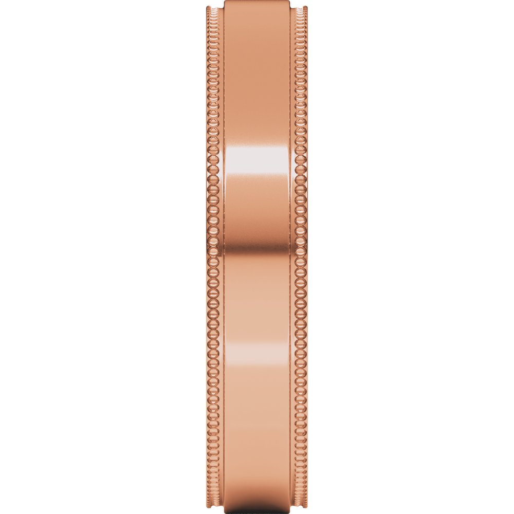14K Rose 4 mm Milgrain Stepped-Edge Flat Band Size 5