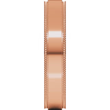 14K Rose 4 mm Milgrain Stepped-Edge Flat Band Size 5
