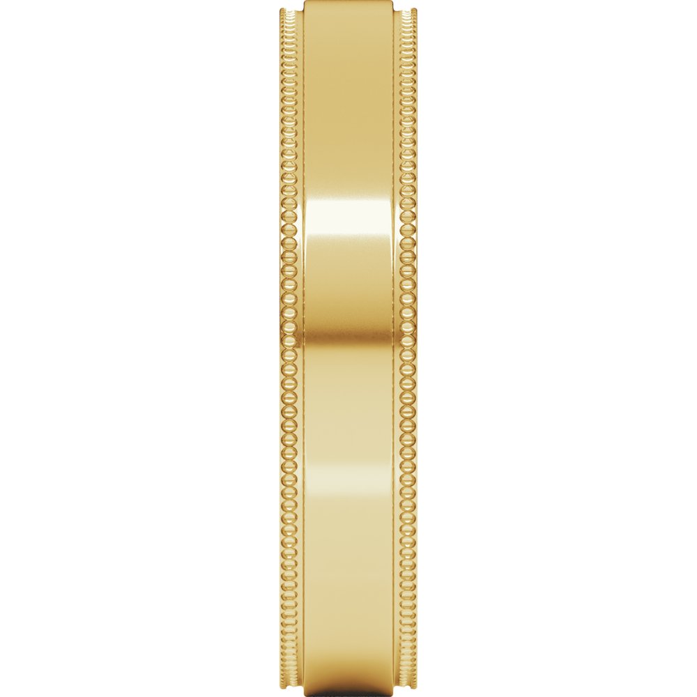 14K Yellow Gold 4 mm Milgrain Stepped-Edge Flat Band Size 8