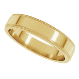 14K Yellow Gold 4 mm Milgrain Stepped-Edge Flat Band Size 8