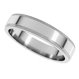14K White 4 mm Milgrain Stepped-Edge Flat Band Size 5.5