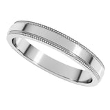 14K White 3 mm Milgrain Stepped-Edge Flat Band Size 6.5