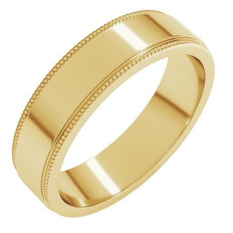 10K Yellow Gold 5 mm Milgrain Stepped-Edge Flat Band Size 8