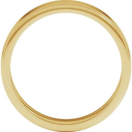 14K Yellow Gold 5 mm Milgrain Stepped-Edge Flat Band Size 8