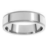 10K White 5 mm Milgrain Stepped-Edge Flat Band Size 8