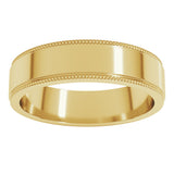 14K Yellow Gold 5 mm Milgrain Stepped-Edge Flat Band Size 8