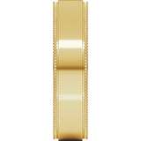 14K Yellow Gold 5 mm Milgrain Stepped-Edge Flat Band Size 8
