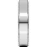 14K White 5 mm Milgrain Stepped-Edge Flat Band
