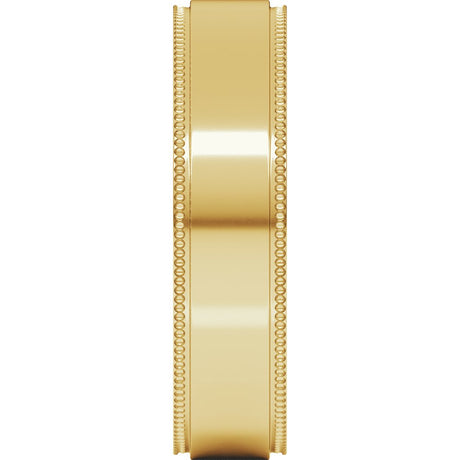 10K Yellow Gold 5 mm Milgrain Stepped-Edge Flat Band Size 8