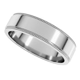 14K White 5 mm Milgrain Stepped-Edge Flat Band