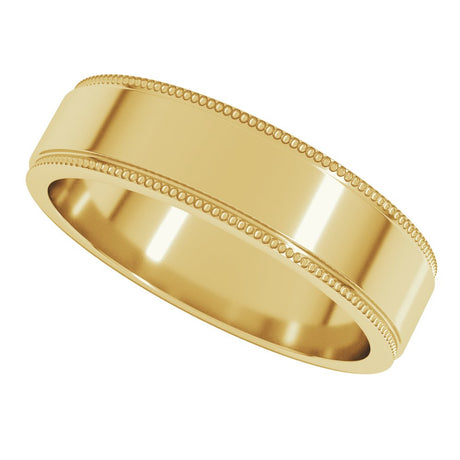 10K Yellow Gold 5 mm Milgrain Stepped-Edge Flat Band Size 8