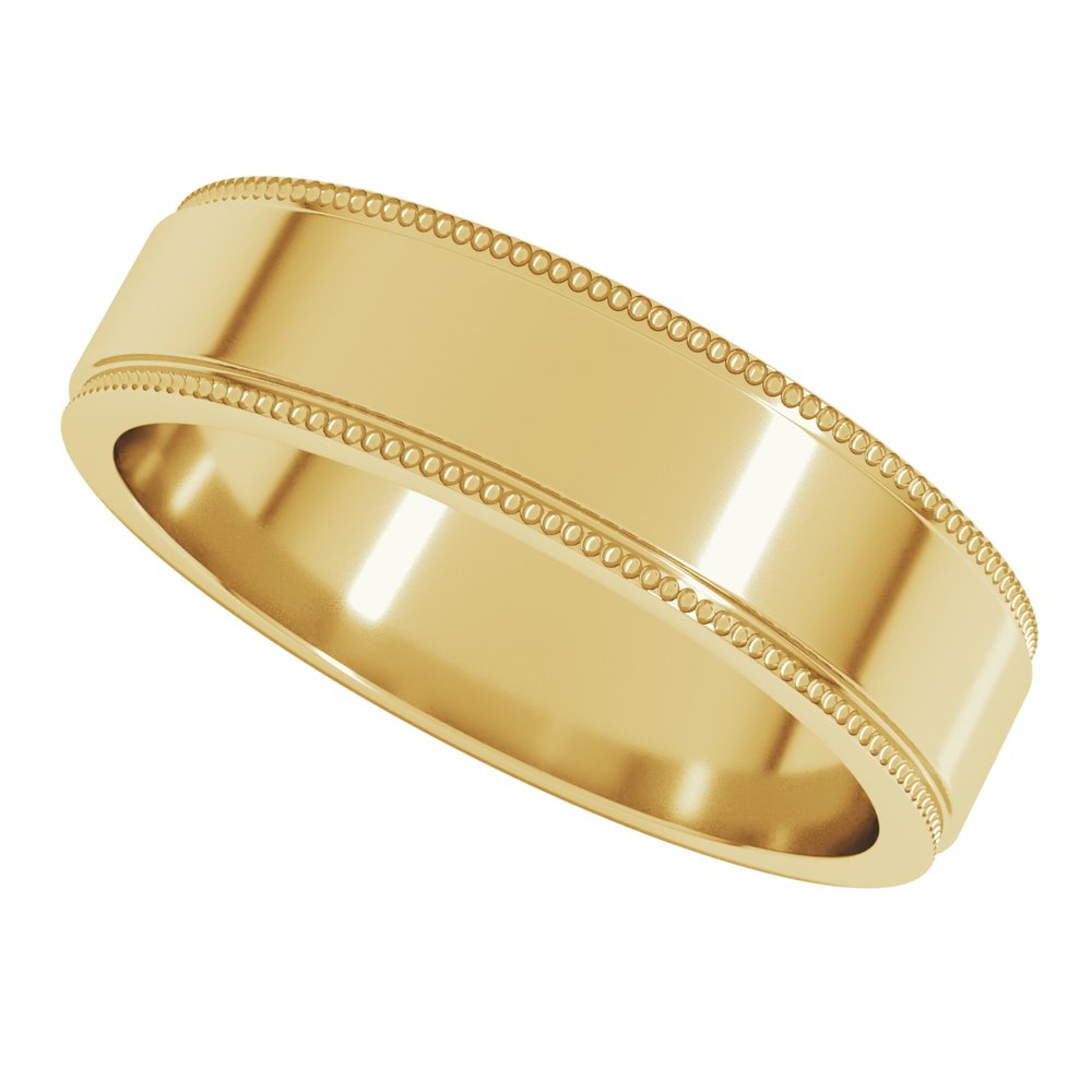 14K Yellow Gold 5 mm Milgrain Stepped-Edge Flat Band Size 8