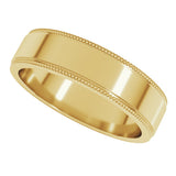 14K Yellow Gold 5 mm Milgrain Stepped-Edge Flat Band Size 8