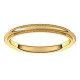 14K Yellow 2 mm Milgrain Stepped-Edge Comfort-Fit Half Round Band Size 7