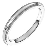 14K White Gold 2.5 mm Milgrain Stepped-Edge Comfort-Fit Half Round Band Size 7