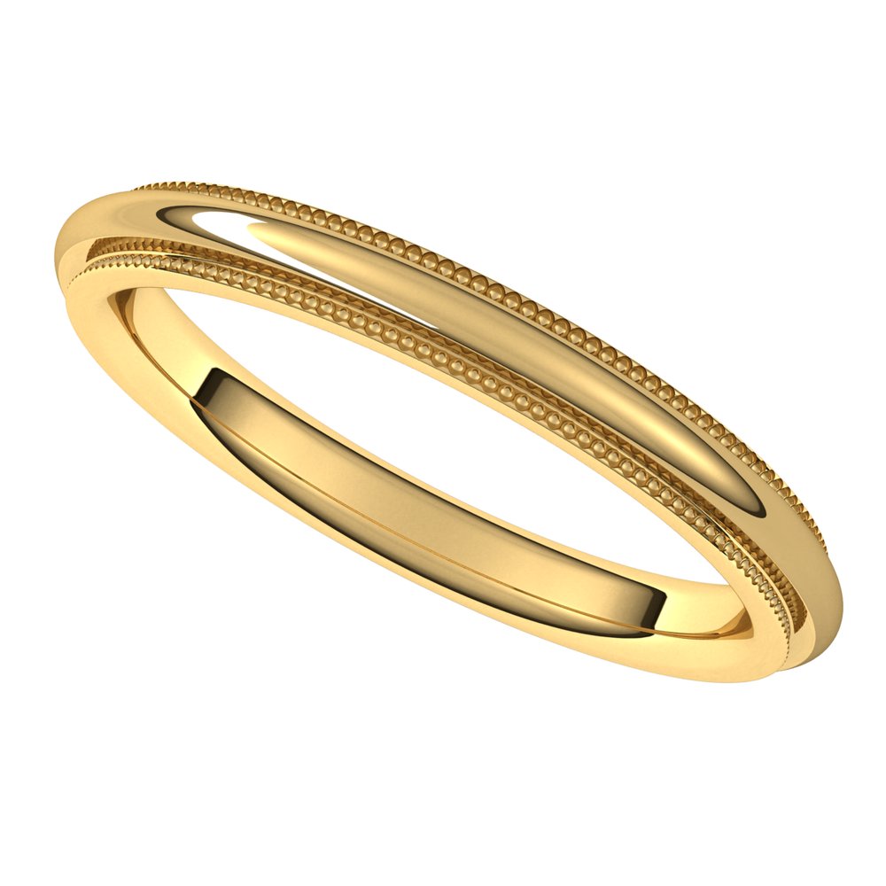 14K Yellow 2.5 mm Milgrain Stepped-Edge Comfort-Fit Half Round Band Size 7