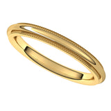 14K Yellow 2.5 mm Milgrain Stepped-Edge Comfort-Fit Half Round Band Size 7