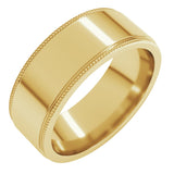 14K Yellow 7 mm Milgrain Stepped-Edge Flat Band Size 10