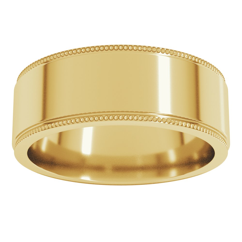 10K Yellow Gold 7 mm Milgrain Stepped-Edge Flat Band Size 8.5