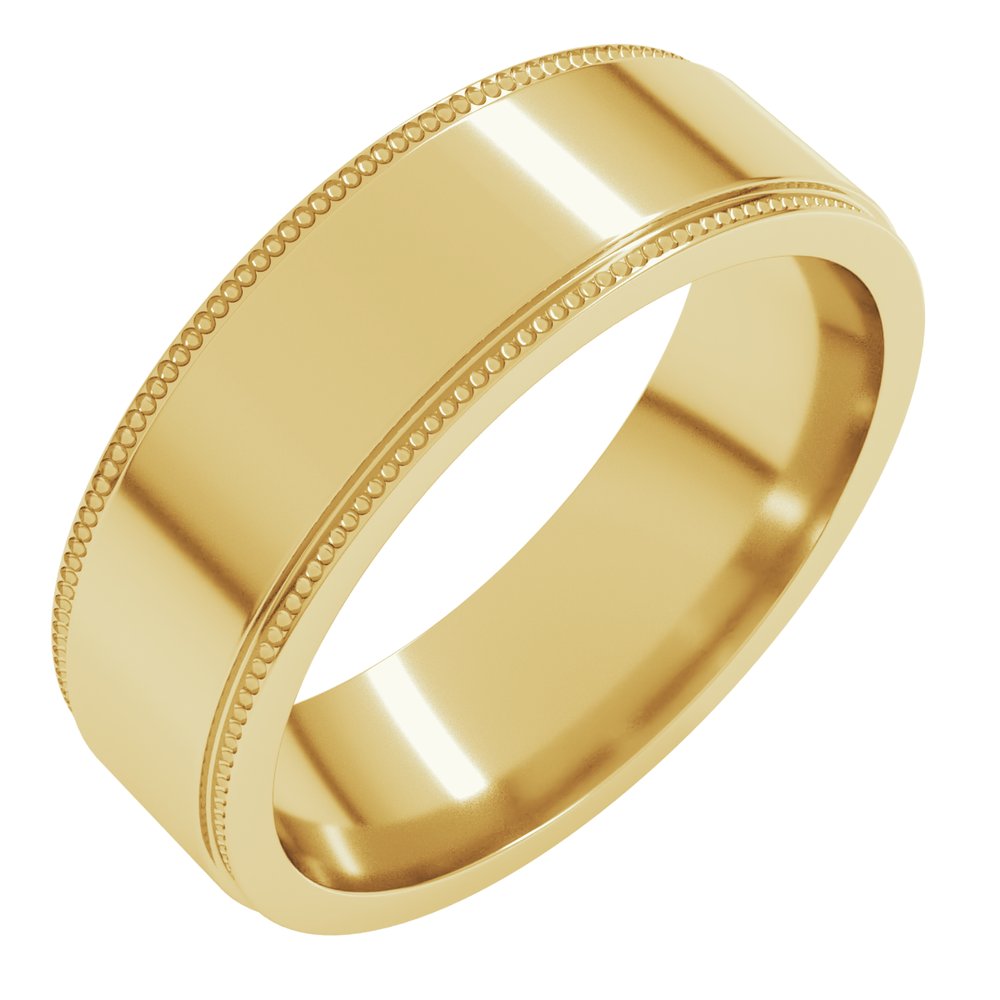 14K Yellow 6 mm Milgrain Stepped-Edge Flat Band Size 11.5