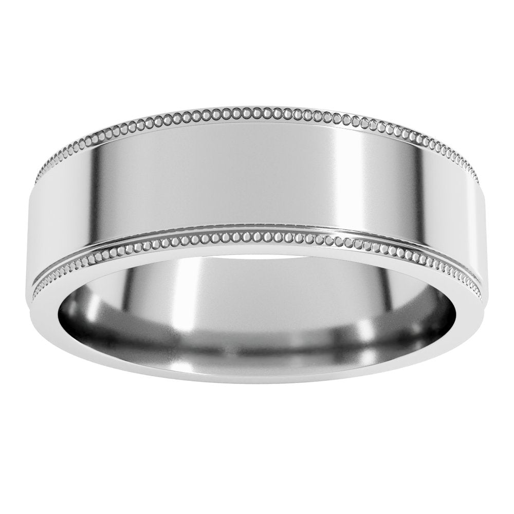Sterling Silver 6 mm Milgrain Stepped-Edge Flat Band Size 9