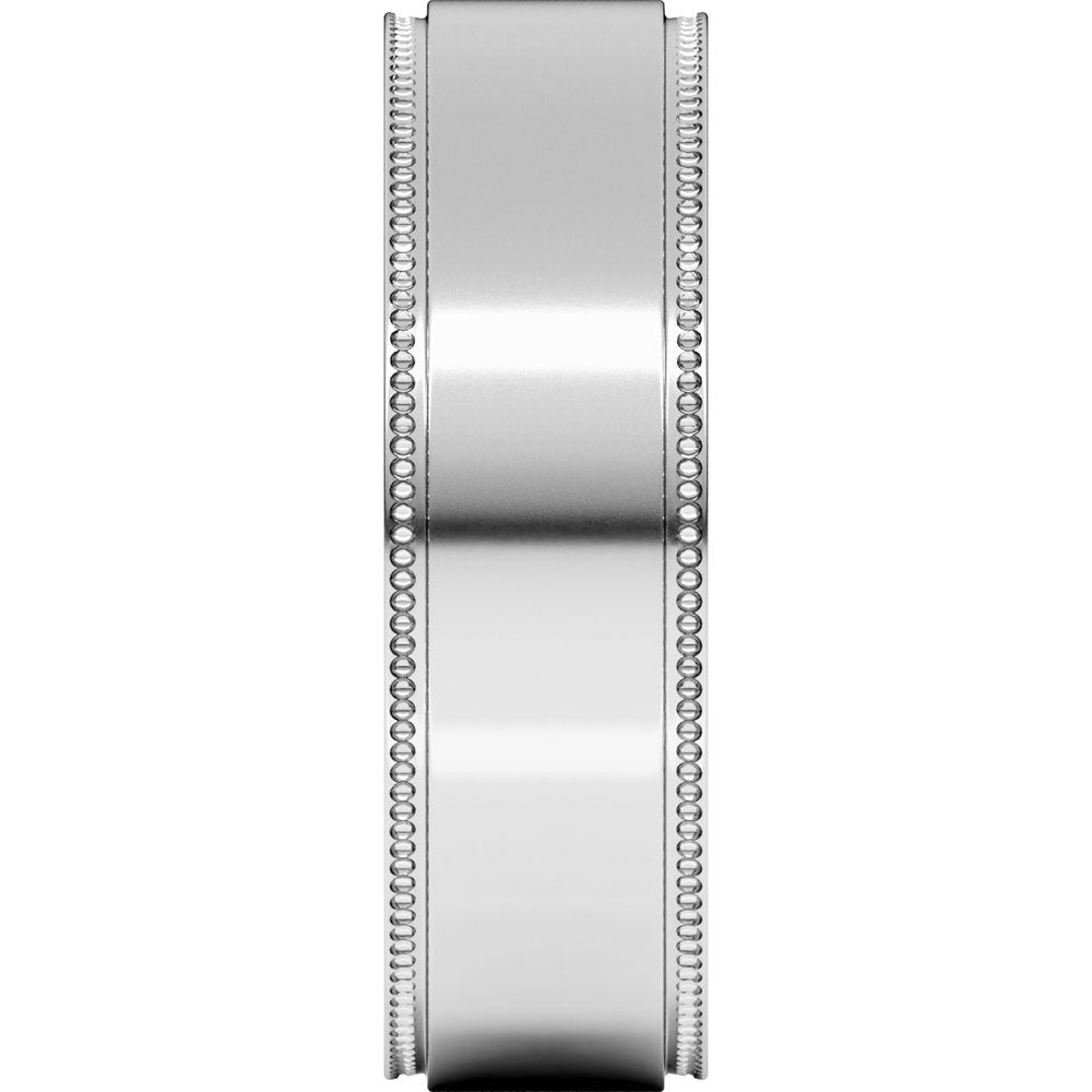 Sterling Silver 6 mm Milgrain Stepped-Edge Flat Band Size 9
