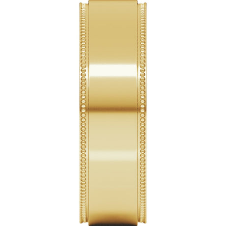14K Yellow Gold 6 mm Milgrain Stepped-Edge Flat Band Size 9