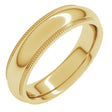 14K Yellow Gold 5 mm Milgrain Stepped-Edge Comfort-Fit Half Round Band Size 8
