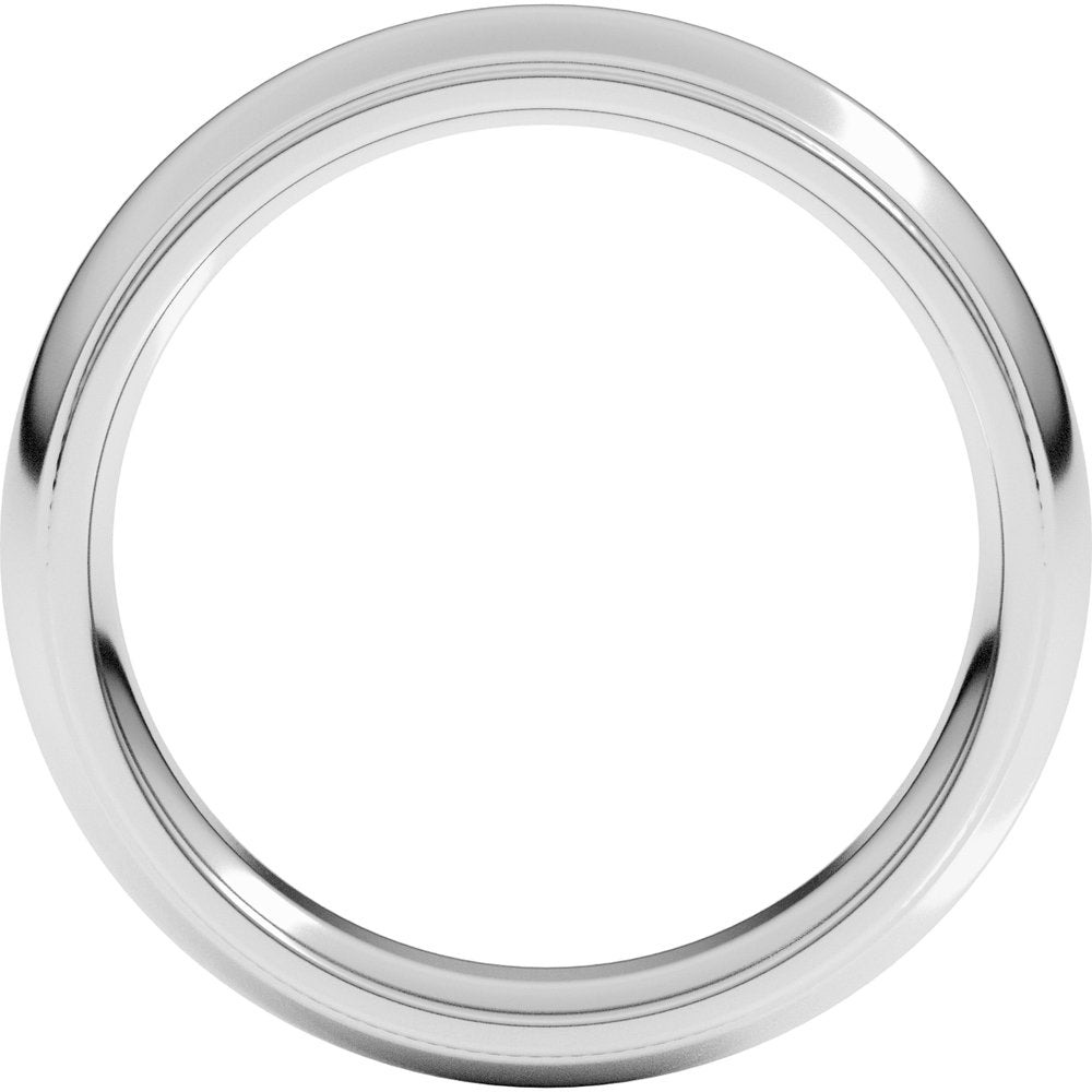 14K White Gold 5 mm Milgrain Stepped-Edge Comfort-Fit Half Round Band Size 6.5