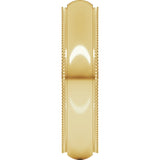 10K Yellow 5 mm Milgrain Stepped-Edge Comfort-Fit Half Round Band Size 8.5