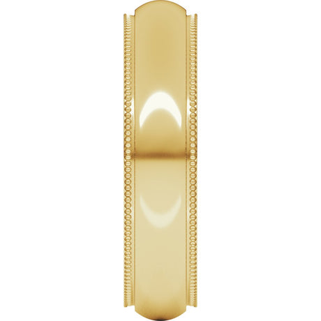 10K Yellow Gold 5 mm Milgrain Stepped-Edge Comfort-Fit Half Round Band Size 8.5